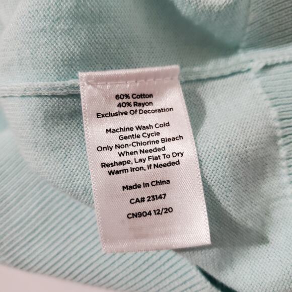 Talbots Embroidered Floral Cottage Short Sleeve Sweater Top Womens Size L Petite - Picture 9 of 10